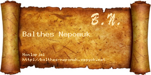 Balthes Nepomuk névjegykártya